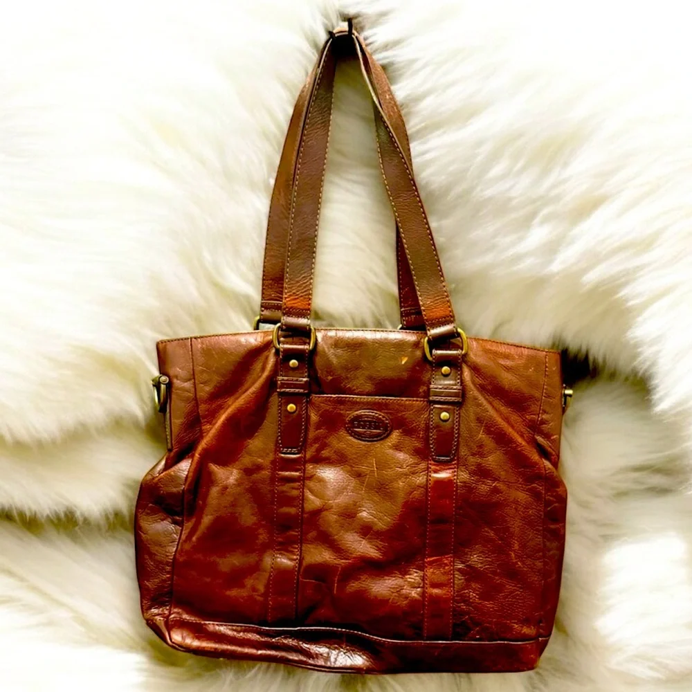 FOSSIL Work Tote Rare Vintage Genuine Leather Bag